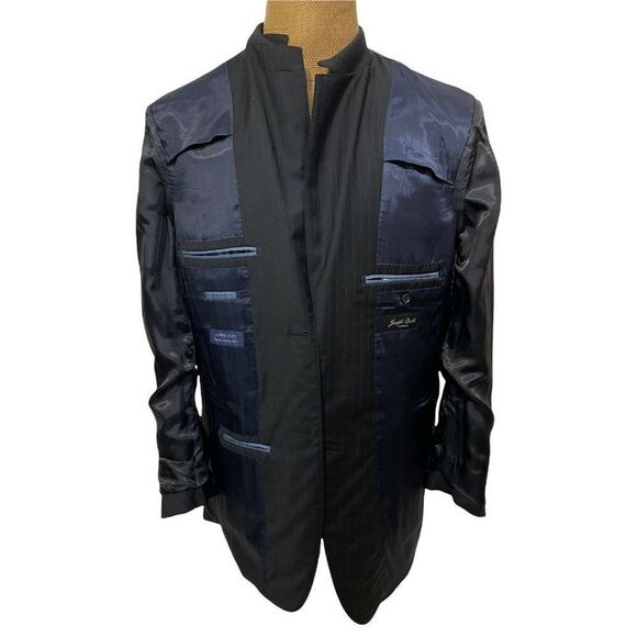 JOSEPH BACH Sartoriale Sports Coat Gray Blue Striped 100% Wool Size 44 L Long‎ - Picture 8 of 11